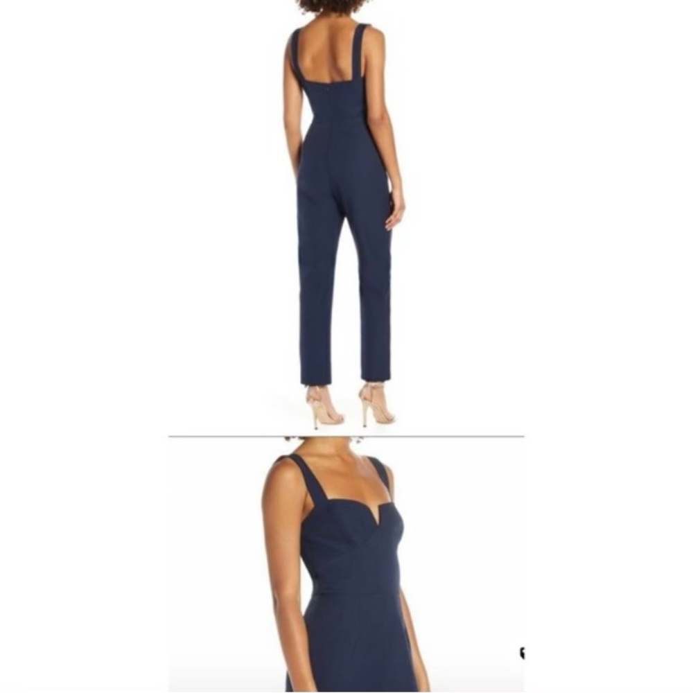 WAYF The Dita sleeveless notched bodice navy jumpsuit NWT - Picture 2 of 2